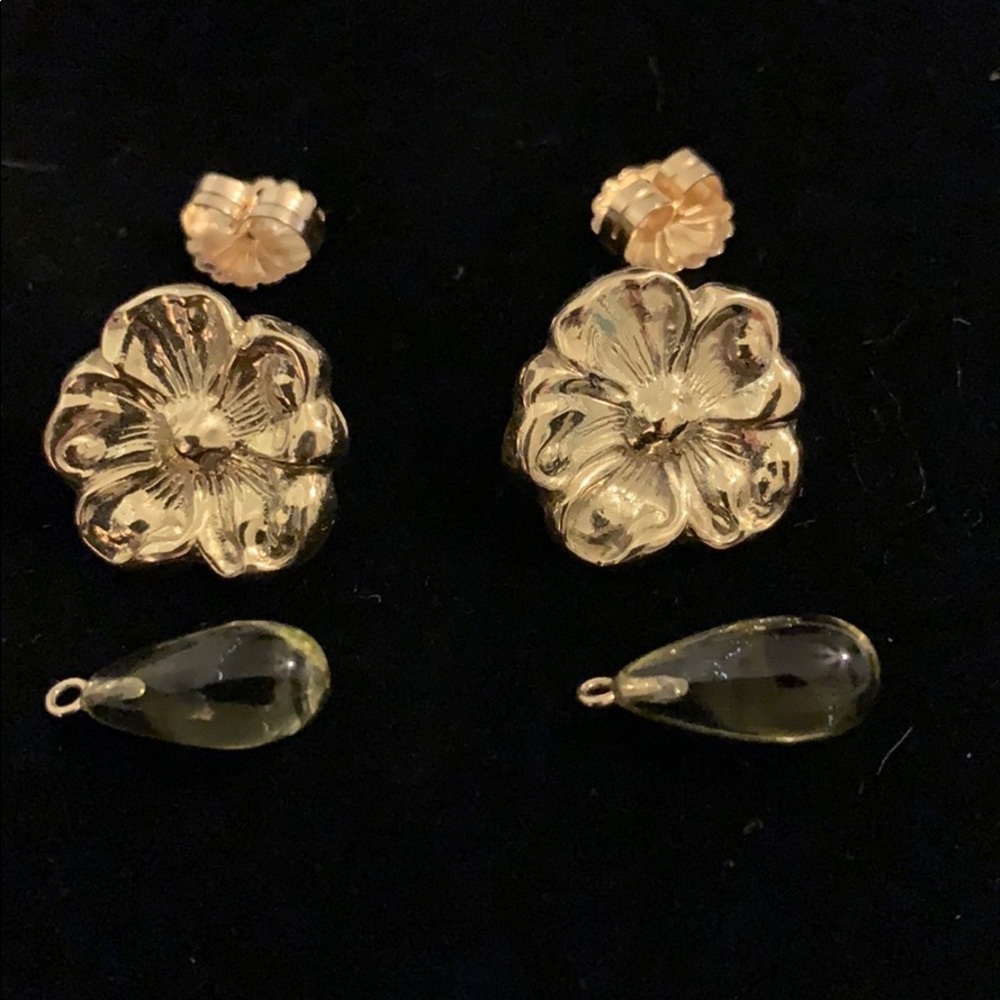 Gorgeous 18Kt gold detachable gem drop earrings - Picture 2 of 16
